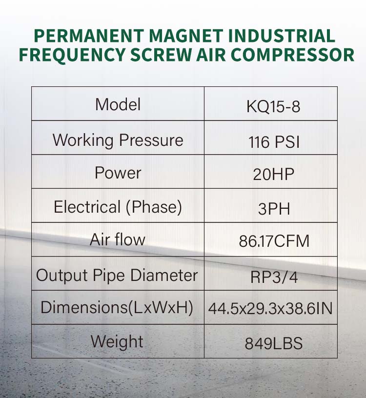 2.44m³ / min High efficiency Mute Screw Air Compressor 15kw 20hp 0.8 Mpa