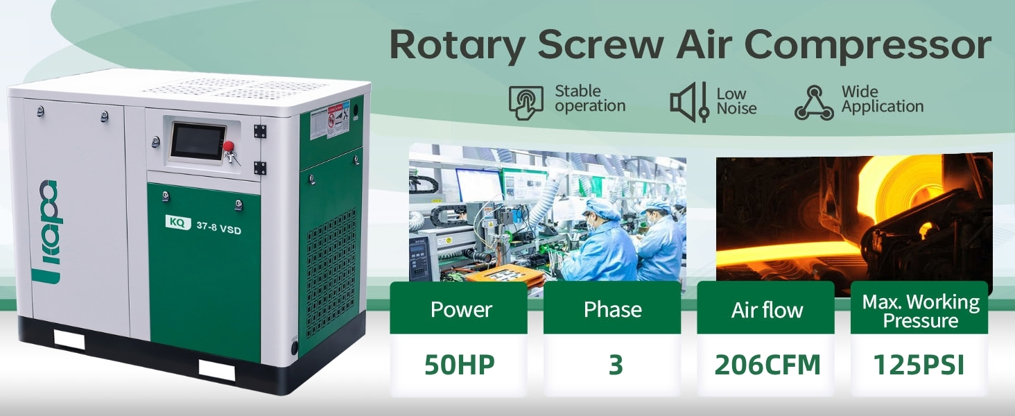 5.85m³ / min High efficiency Mute Screw Air Compressor 37kw 50hp 0.8 Mpa