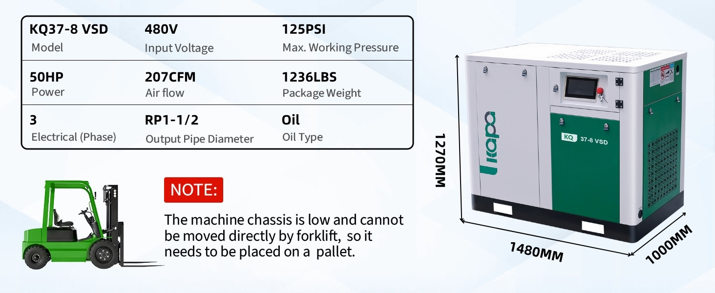 5.85m³ / min High efficiency Mute Screw Air Compressor 37kw 50hp 0.8 Mpa