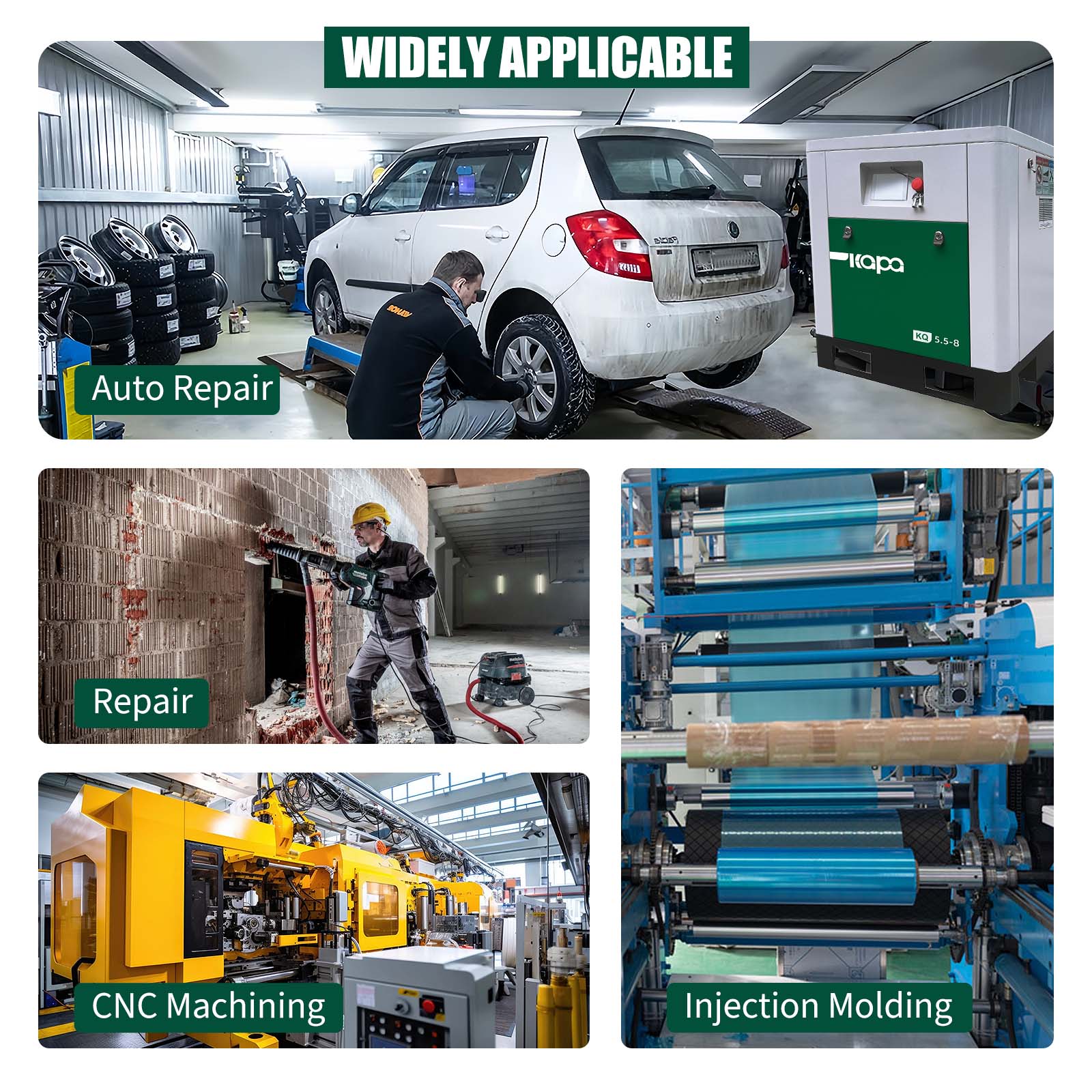 5.5kw / 7.5hp 8bar 30cfm Direct Drive Silent Energy Saving Screw Air Compressor