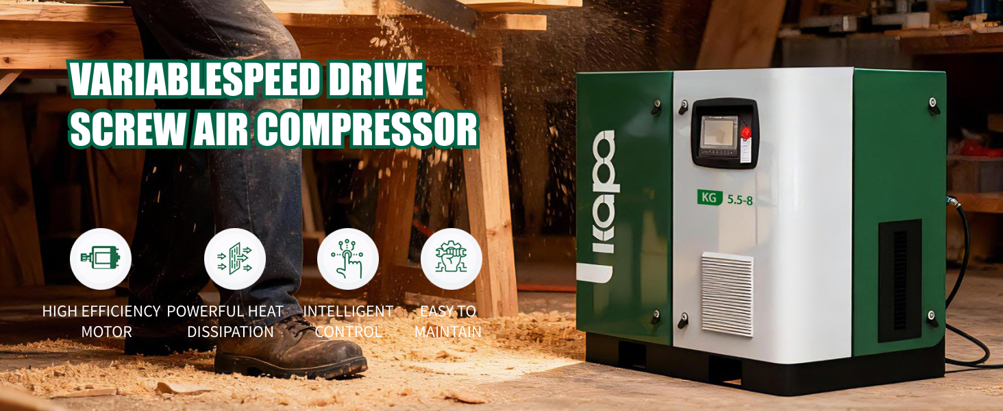 5.5KW 7.5HP VFD Rotary Screw Air Compressor 29cfm 125psi Spin-on Oil Separator