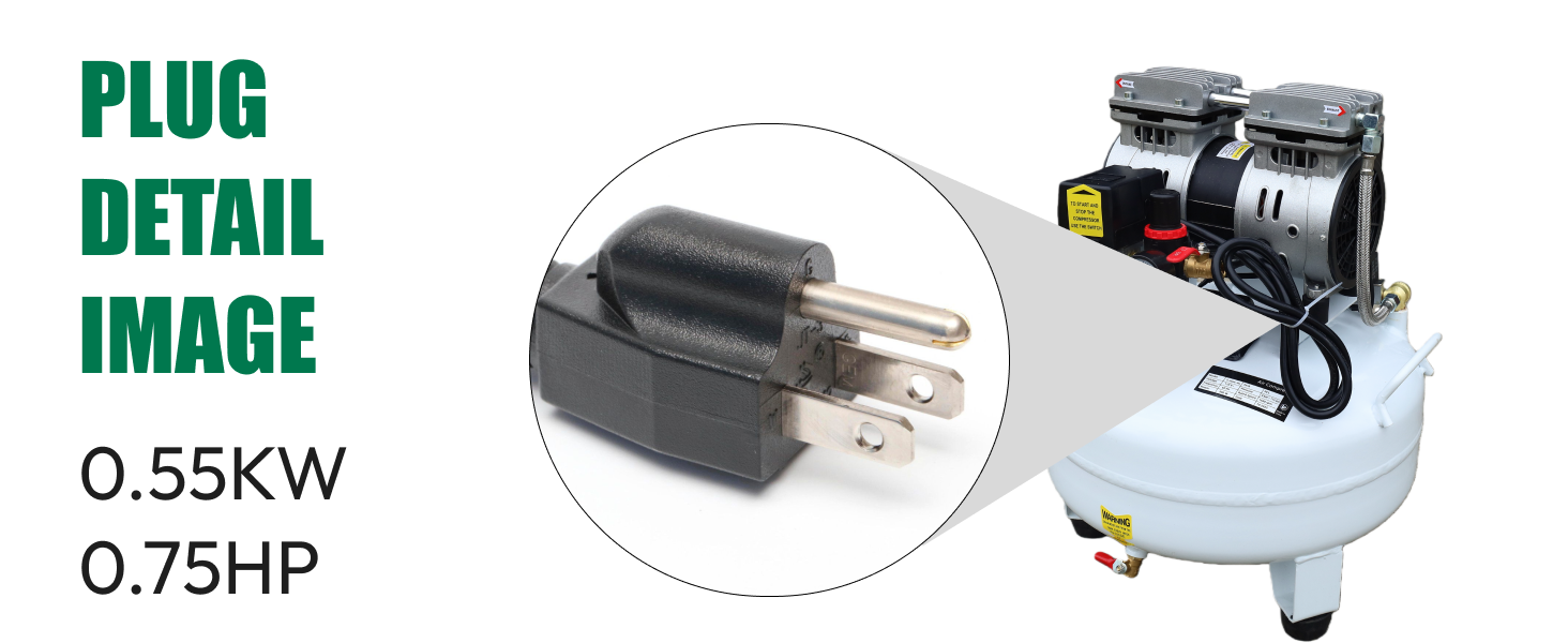 Dental Silent Oil-Free Dental Air Compressor Portable Pump 30L 115psi