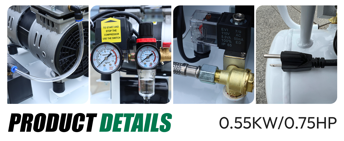 Dental Silent Oil-Free Dental Air Compressor Portable Pump 30L 115psi