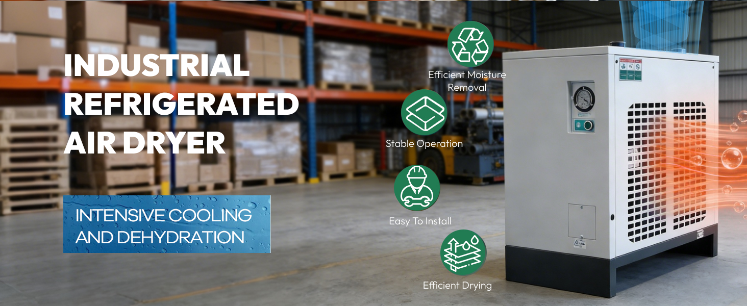 123.6CFM REFRIGERATED COMPRESSED AIR DRYER, 22HP COMPRESSORS, 110V 60HZ