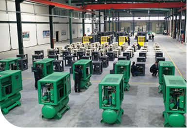 The air compressor should be placedhorizontally, with the belt side facingthe wall, and the maintenancespaceshould be reserved.