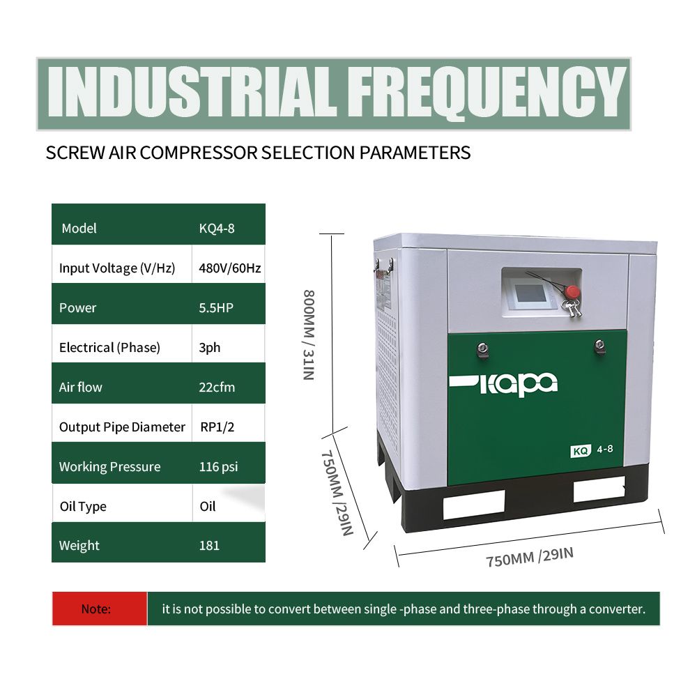4KW Screw Air Compressor for Auto Repair | 21.5CFM@116PSI| 480V