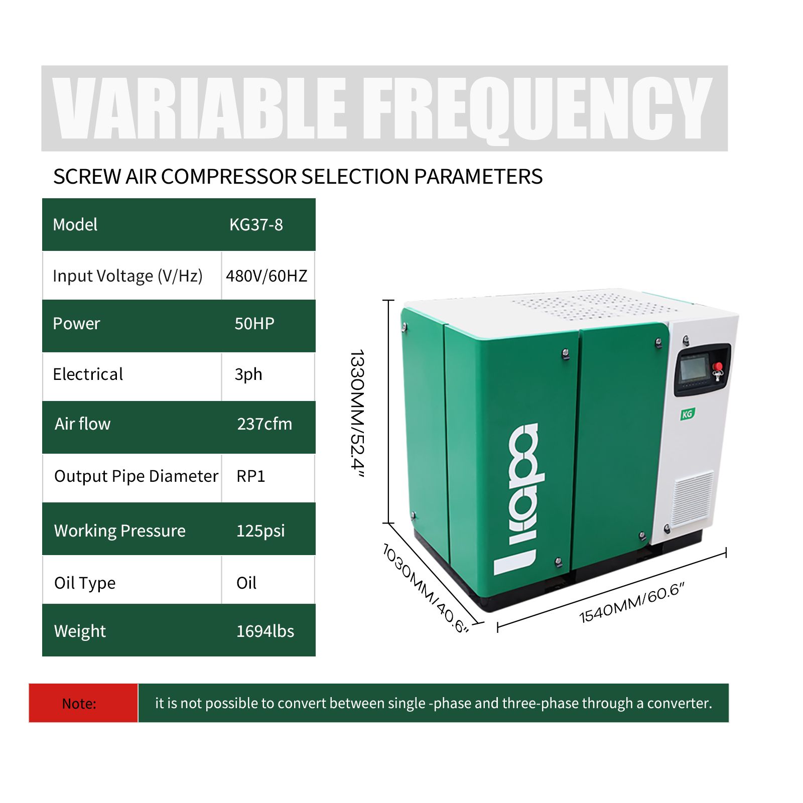 37KW-8bar- permanent-magnet-screw-air-compressor