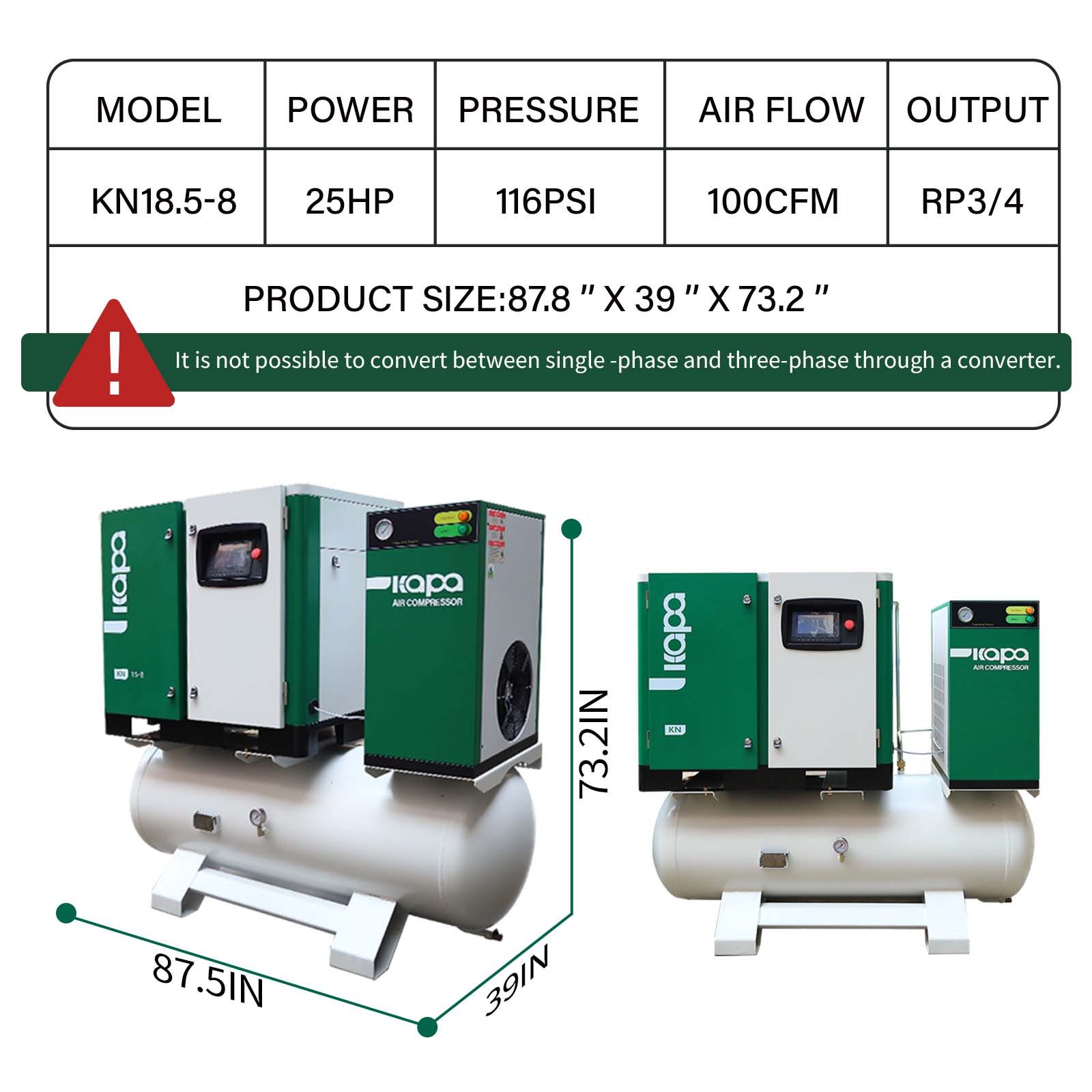 4 in 1 integratea air compressor 18.5kw-8bar
