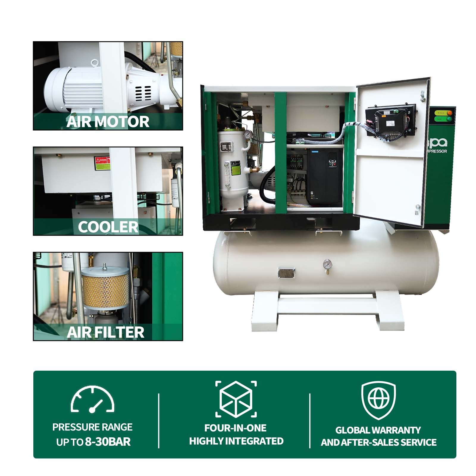 4 in 1 integratea air compressor 18.5kw-8bar