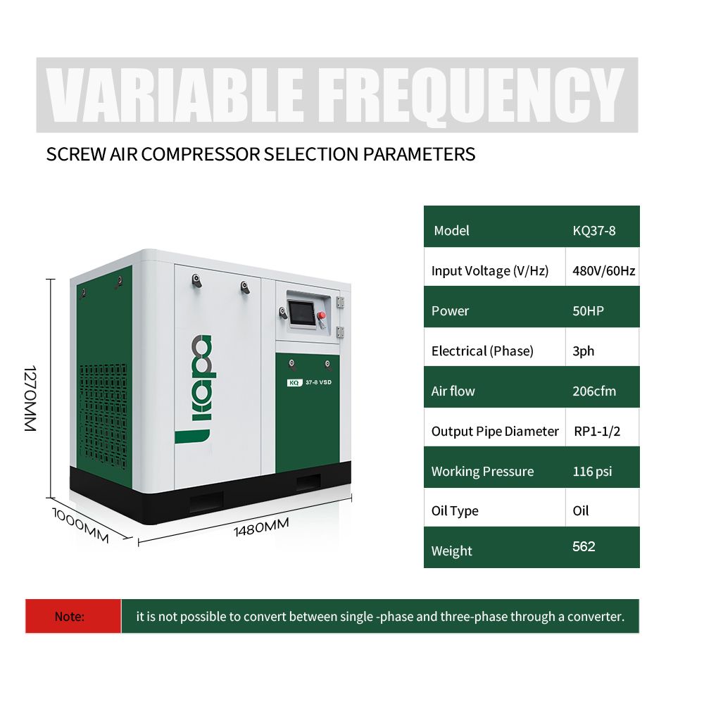 37KW Screw Air Compressor  | 206CFM@116PSI| 480V