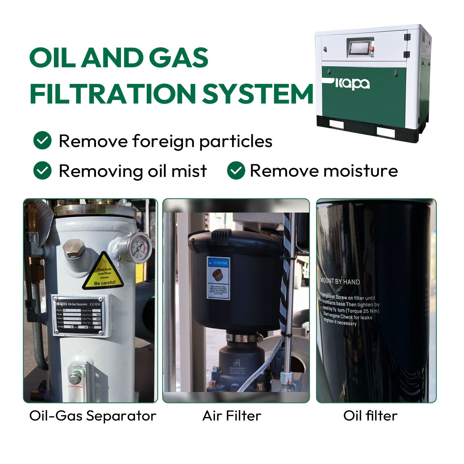 15HP 11KW LRSD Rotary Screw Air Compressor | 66.04CFM @ 125 PSI | 220V 3-Phase 60Hz |  RP3/4"  |  VSD