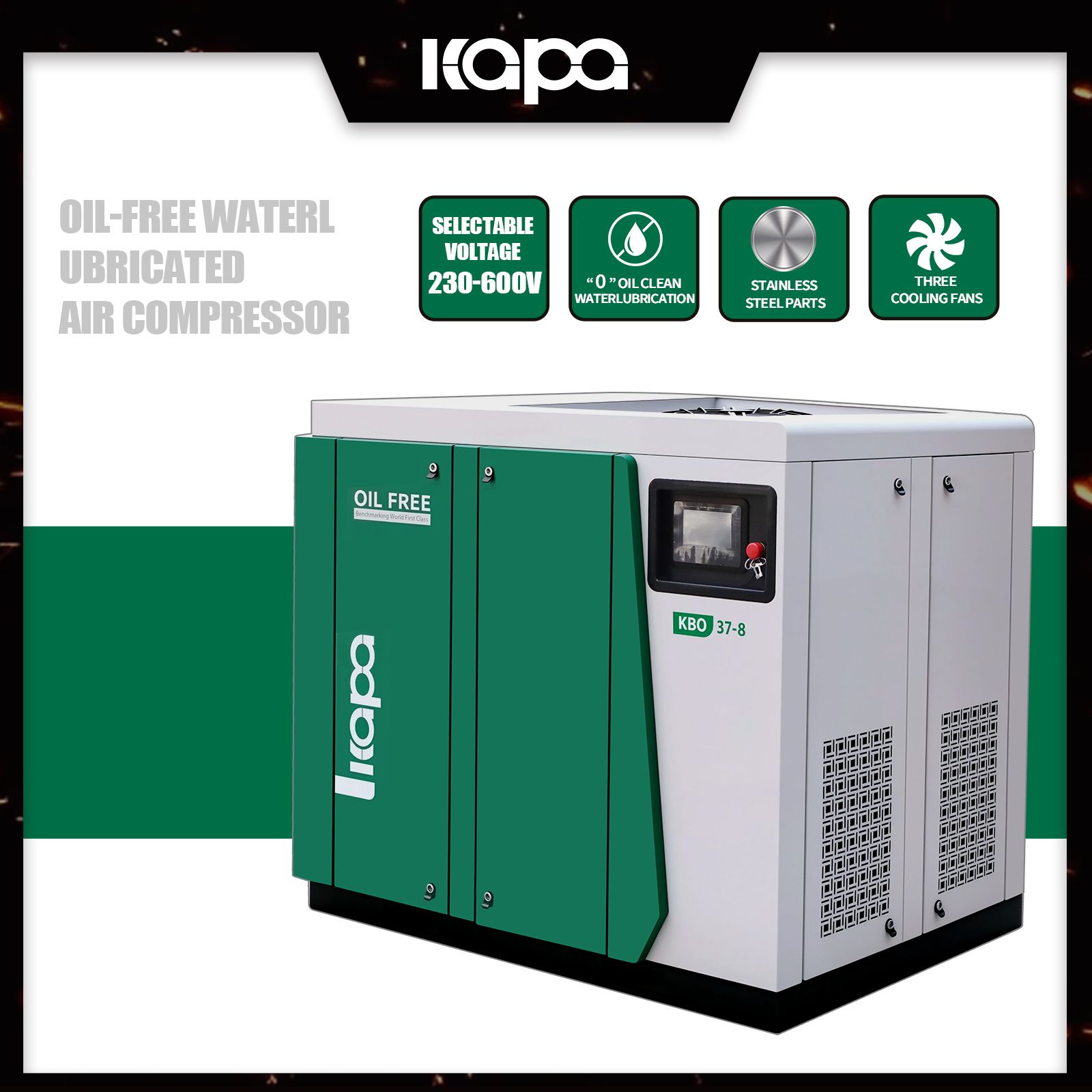 37KW 8bar Oil-free screw air compressor
