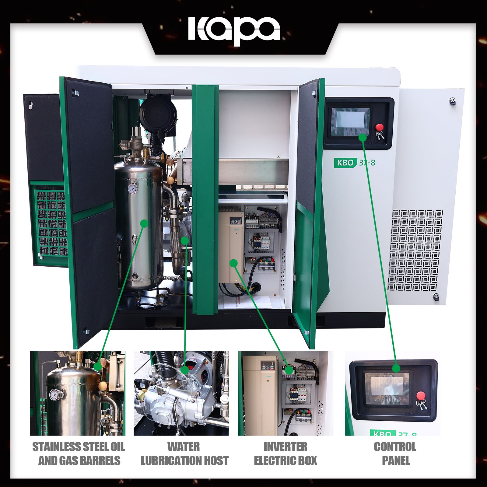 37KW 8bar Oil-free screw air compressor