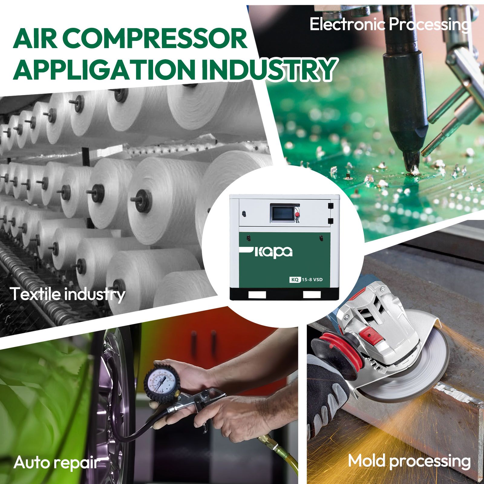 20HP 15KW Rotary Screw Air Compressor | 80.16CFM @ 125 PSI | 480V 3-Phase 60Hz | RP3/4 | VSD
