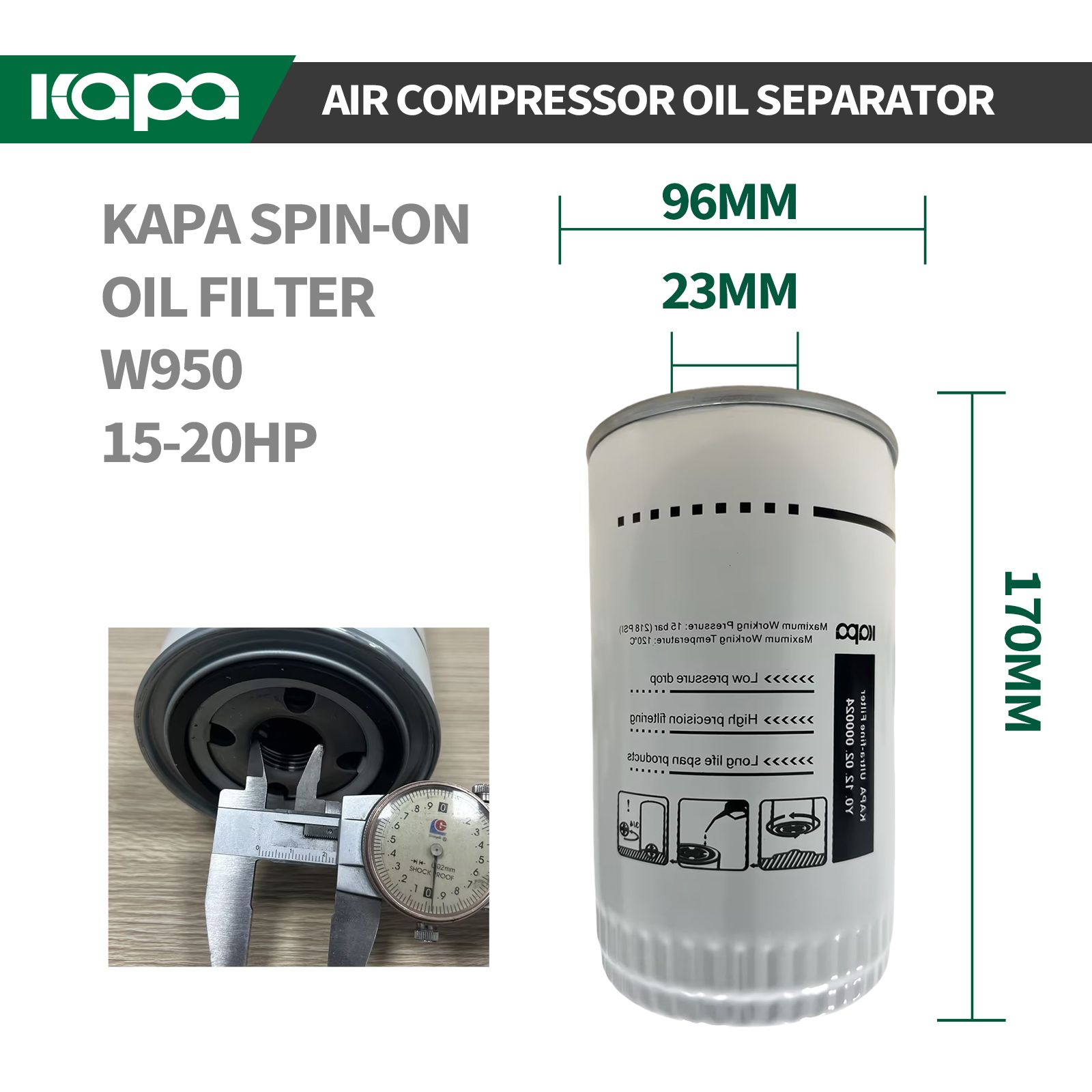 Maintenance Parts Spin-On Oil/Air Separator Air Filter For KG 15-20HP Compressor