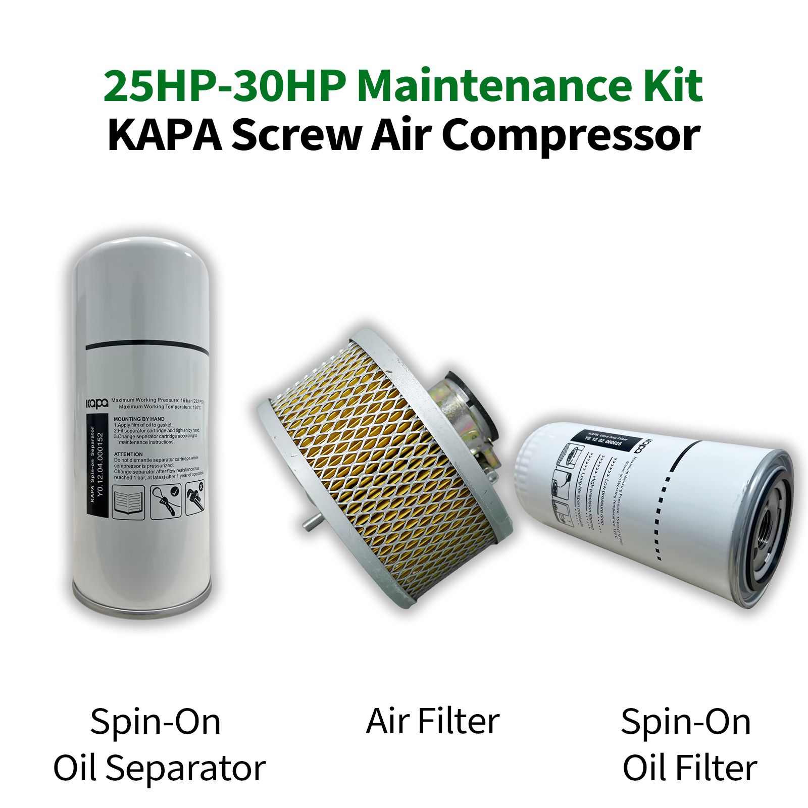 KG 25-30HP Compressor repair kit，Spin-On Oil/Air Separator+Oil Filter+Air Filter