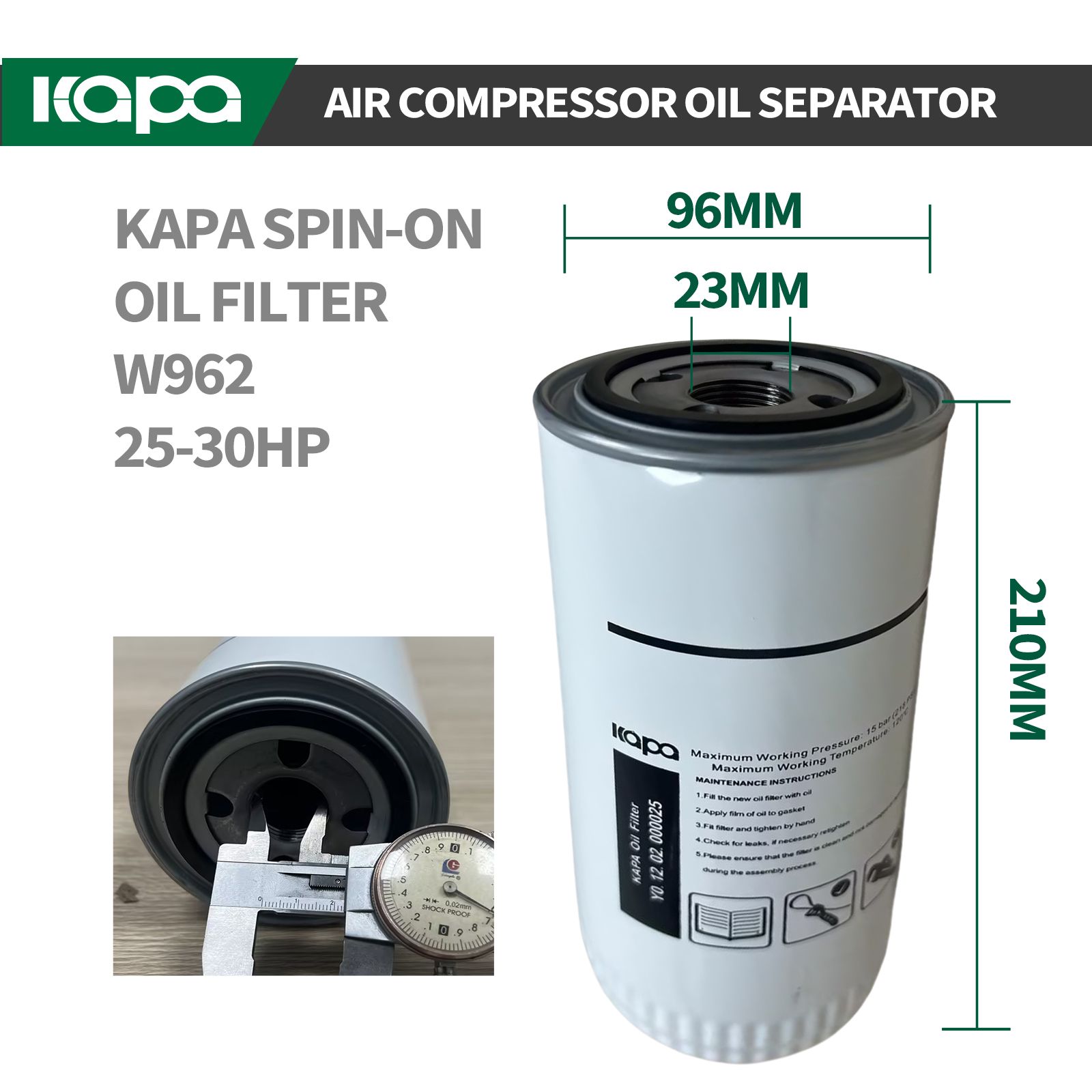 KG 25-30HP Compressor repair kit，Spin-On Oil/Air Separator+Oil Filter+Air Filter
