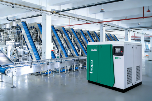 Oil-free screw air compressor for food industry