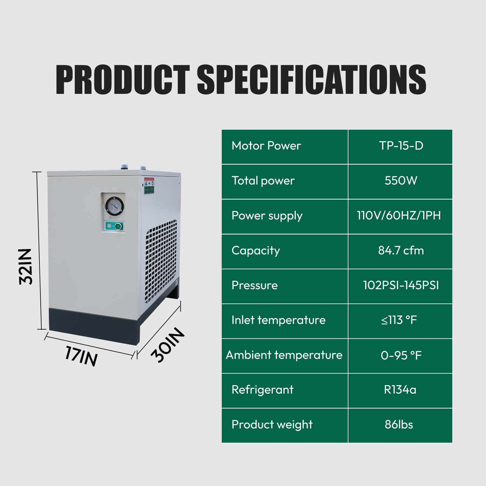84.7CFM Refrigerated Air Dryer