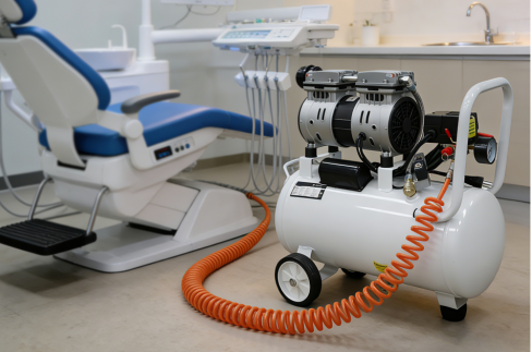Ultra Quiet 50dB Oil-Free Air Compressor for Dental Use 24L Tank 120V