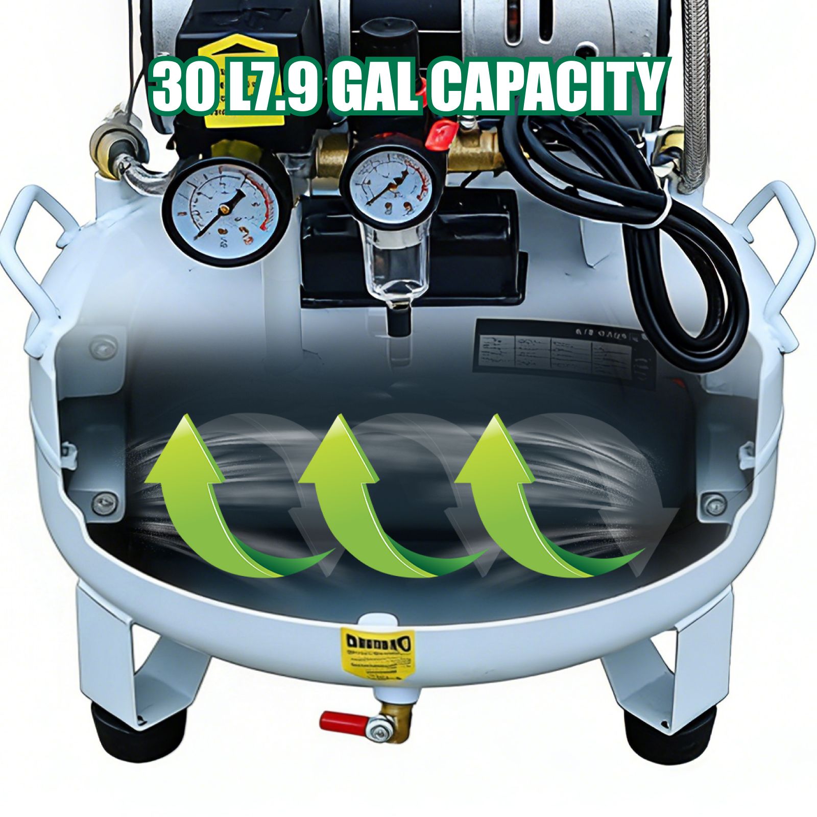 Dental Silent Oil-Free Dental Air Compressor Portable Pump 30L 115psi