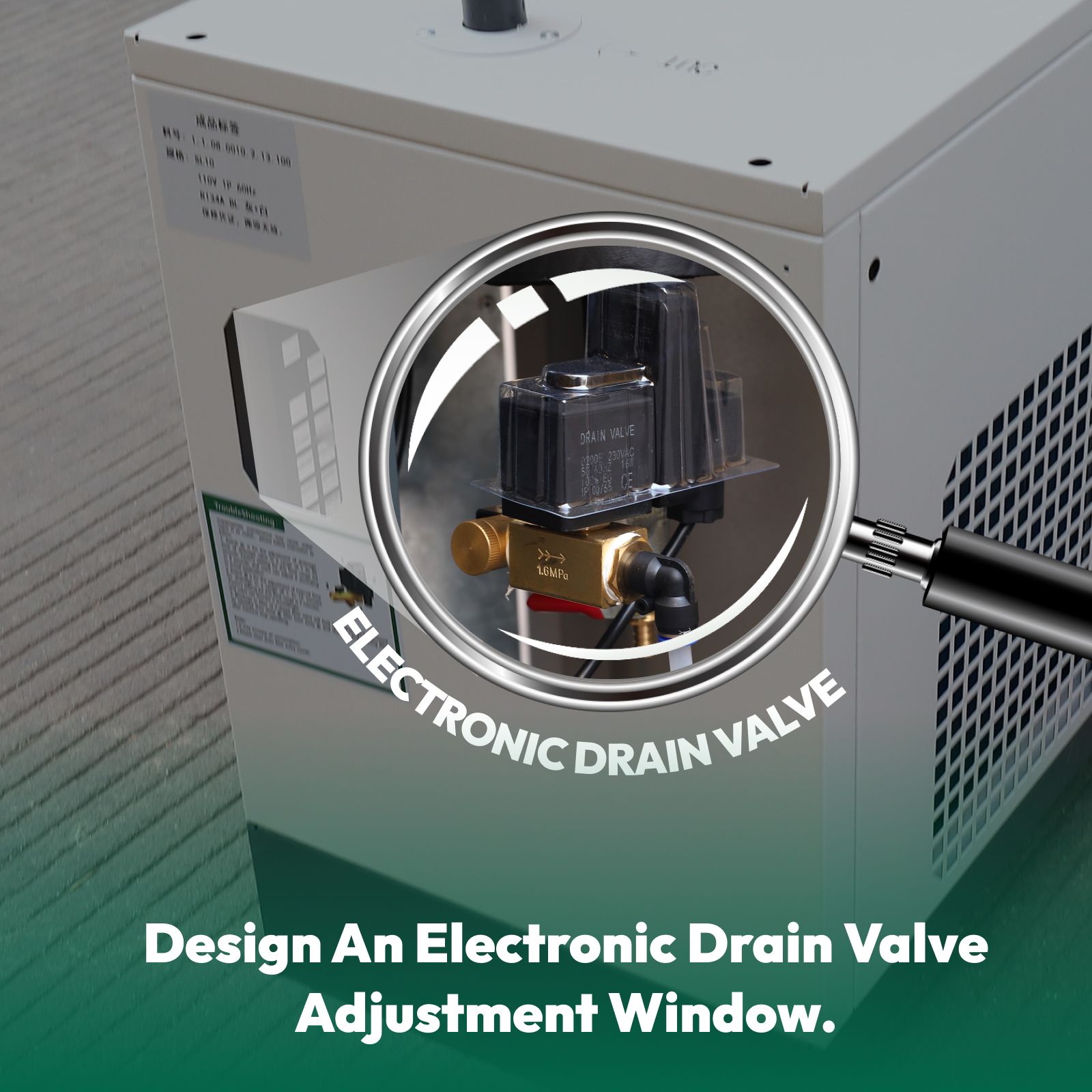 123.6CFM REFRIGERATED COMPRESSED AIR DRYER, 22HP COMPRESSORS, 110V 60HZ