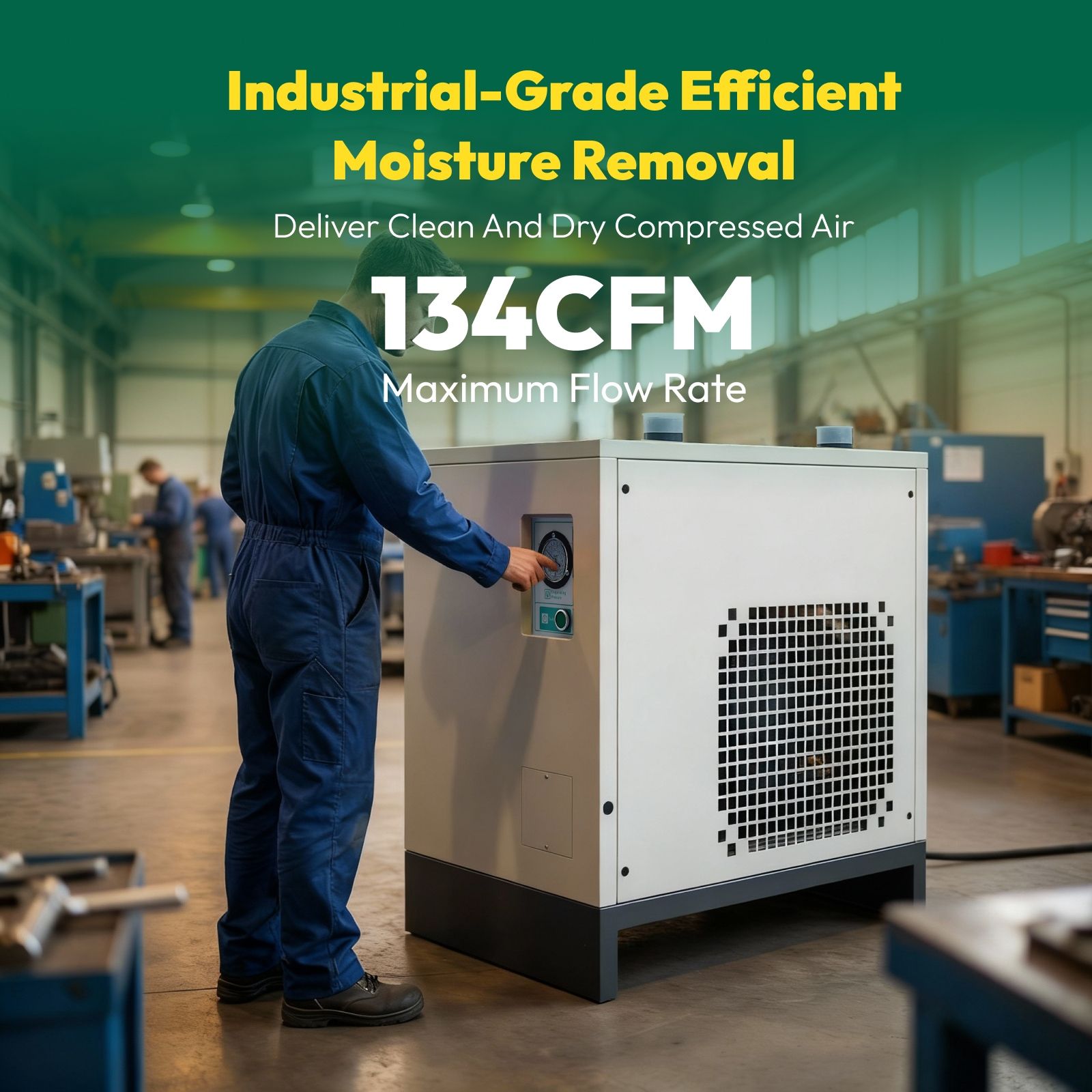 123.6CFM REFRIGERATED COMPRESSED AIR DRYER, 30HP COMPRESSORS, 110V 60HZ
